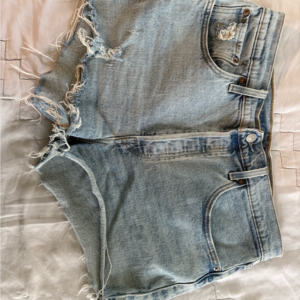 Levi's Light Blue Distressed Jean Shorts